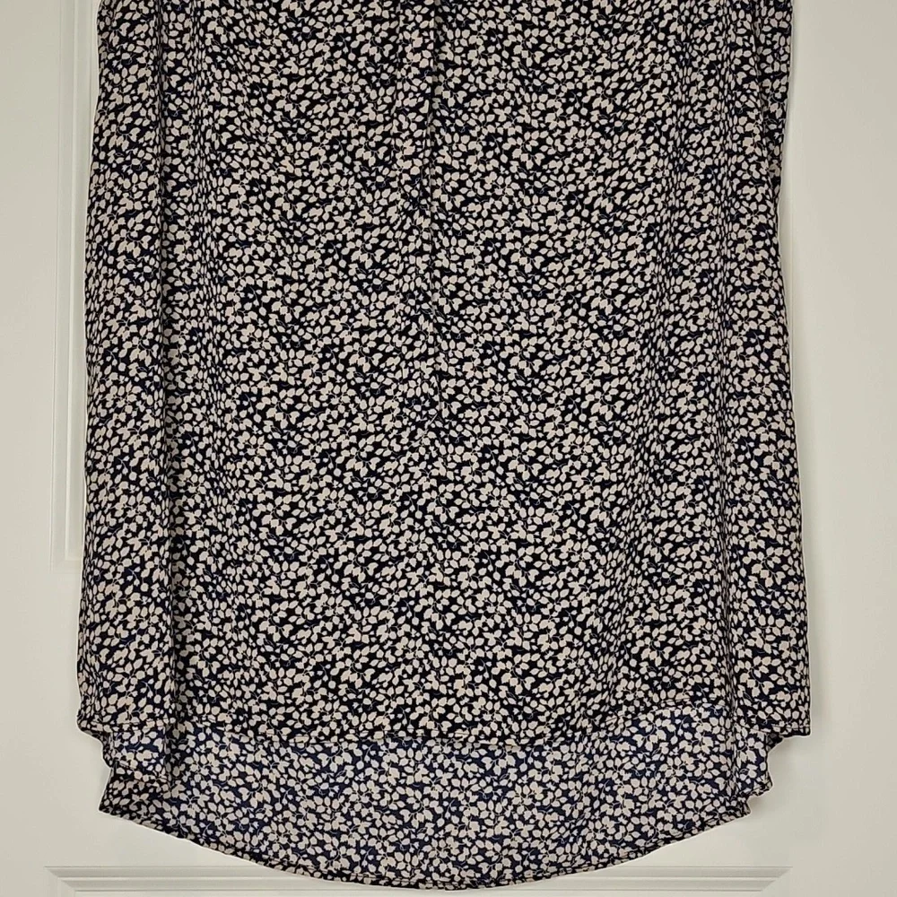 Harlowe & Graham Navy Floral Ruffle Neck Tunic Blouse Size L Boho Romantic Boho - Picture 5 of 11